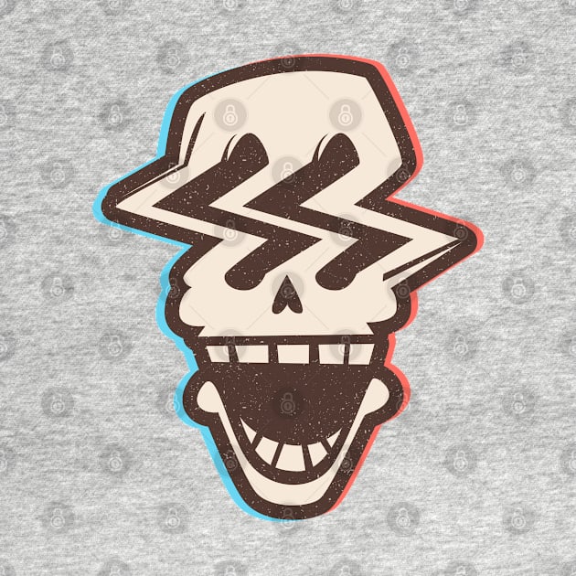 Funny scary broken glitch skull with smile by VectorVision